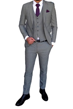 Costum Barbati Score Carouri, Gri deschis